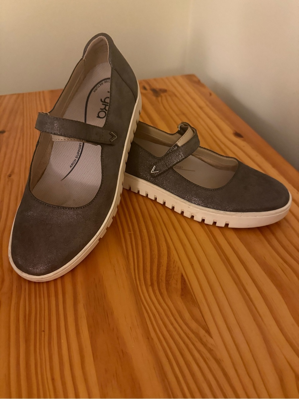 Ryka Gray Glitter Mary Jane Sneakers with White Platform - Picture 14 of 15